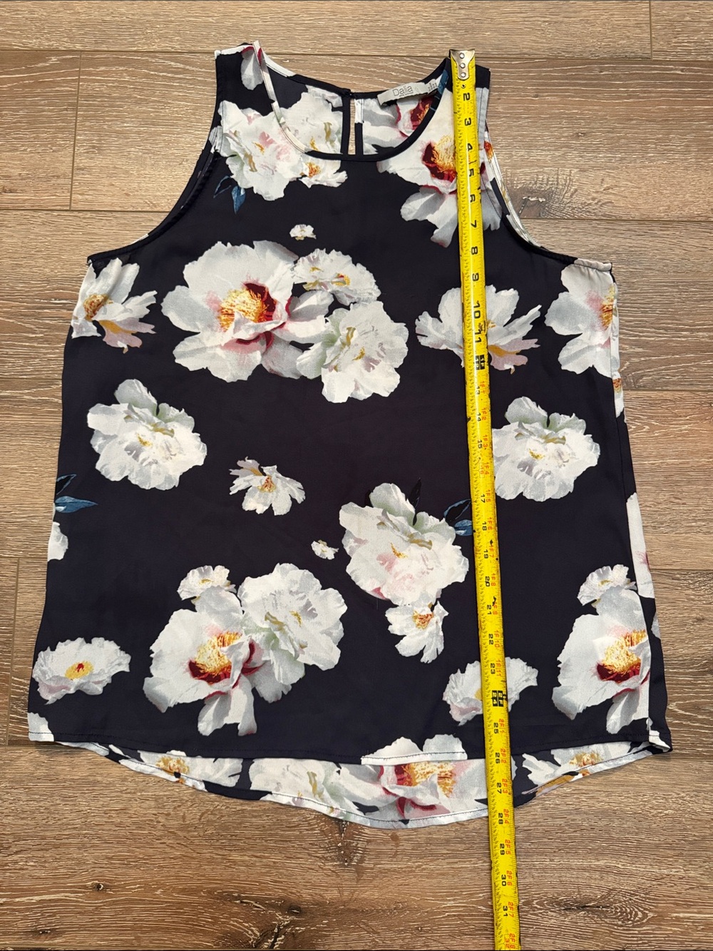 Dalia Navy Floral Sleeveless Camisole with White Blooms Medium - Picture 4 of 7